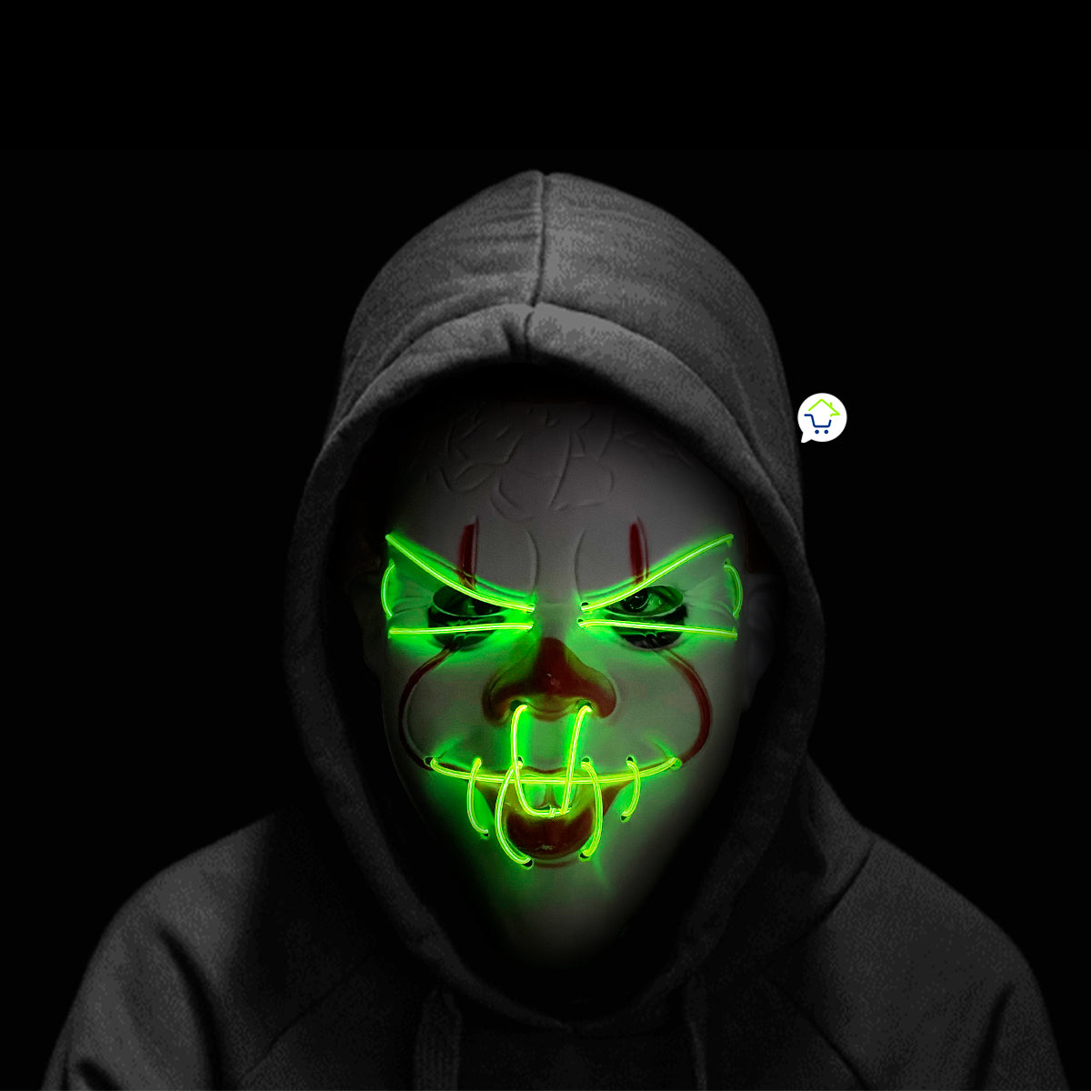 Máscara IT Luz Neón – Halloween y Cosplay 🎈⚡