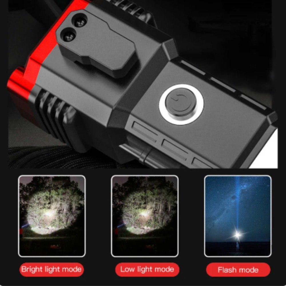 🔦 Linterna Táctica Multifunción Recargable USB con Herramienta de Emergencia