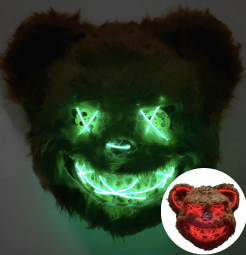 Máscaras Peluche LED “Cute Scary” – Conejo & Oso 🐰🐻✨