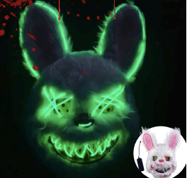 Máscaras Peluche LED “Cute Scary” – Conejo & Oso 🐰🐻✨