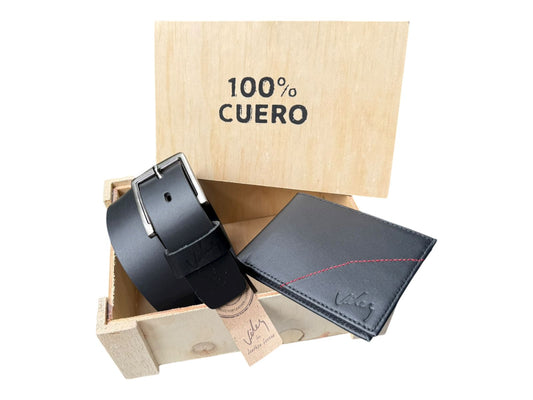 ⭐ GARANTÍA DE 60 DÍAS: Dúo de Cuero Premium (Billetera + Correa) con Despacho Inmediato hoy mismo 🚚 - Eclécty store