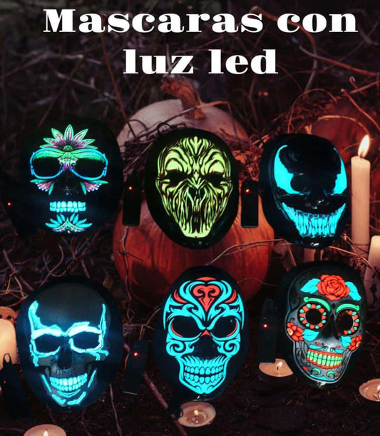 😈🎃 Máscara LED Halloween – Luminosa y Ajustable