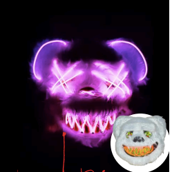 Máscaras Peluche LED “Cute Scary” – Conejo & Oso 🐰🐻✨