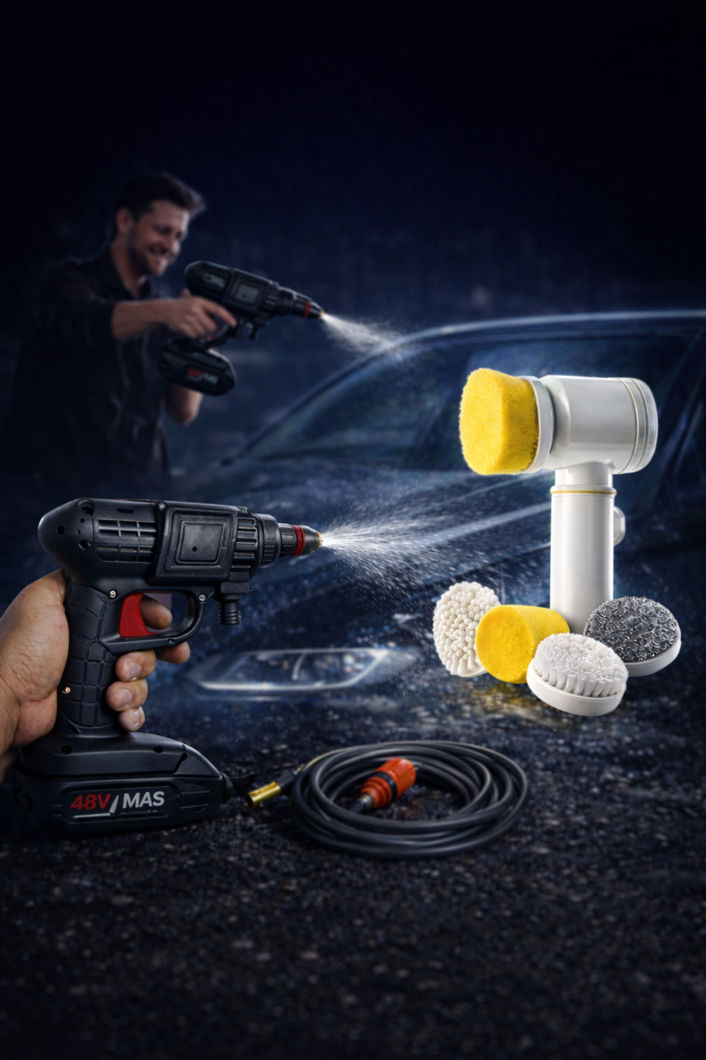 Hidrolavadora portátil en uso