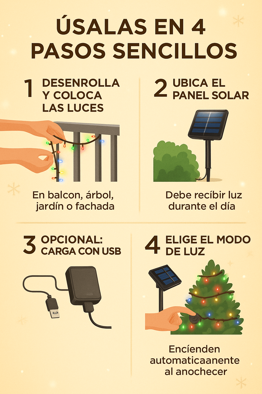 Luces navideñas panel solar 10 MTS - Eclécty store