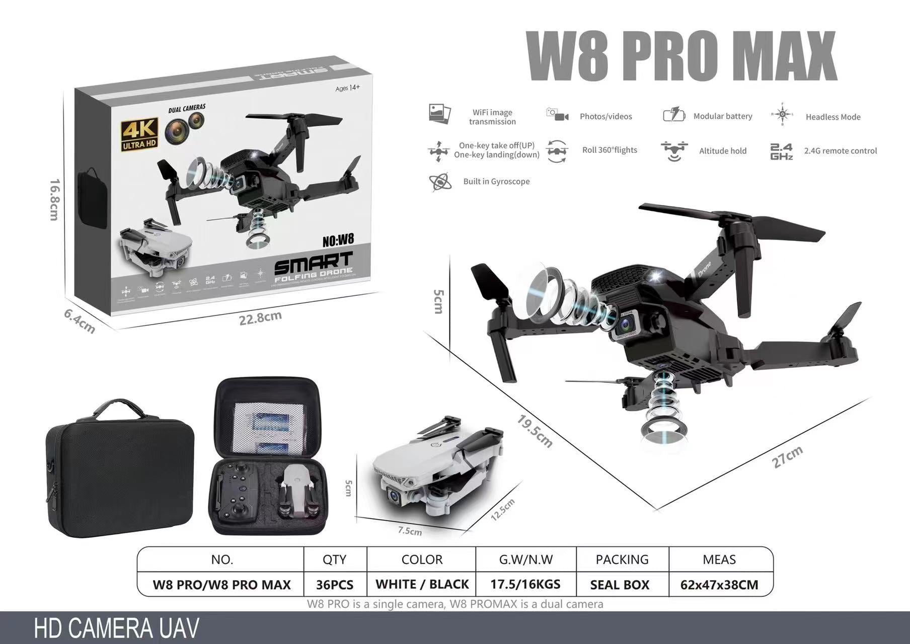 🚀 Dron SkyMax W8 Pro Max 4K Doble Cámara – 30 Min de Vuelo + Maletín Incluido - Eclécty store