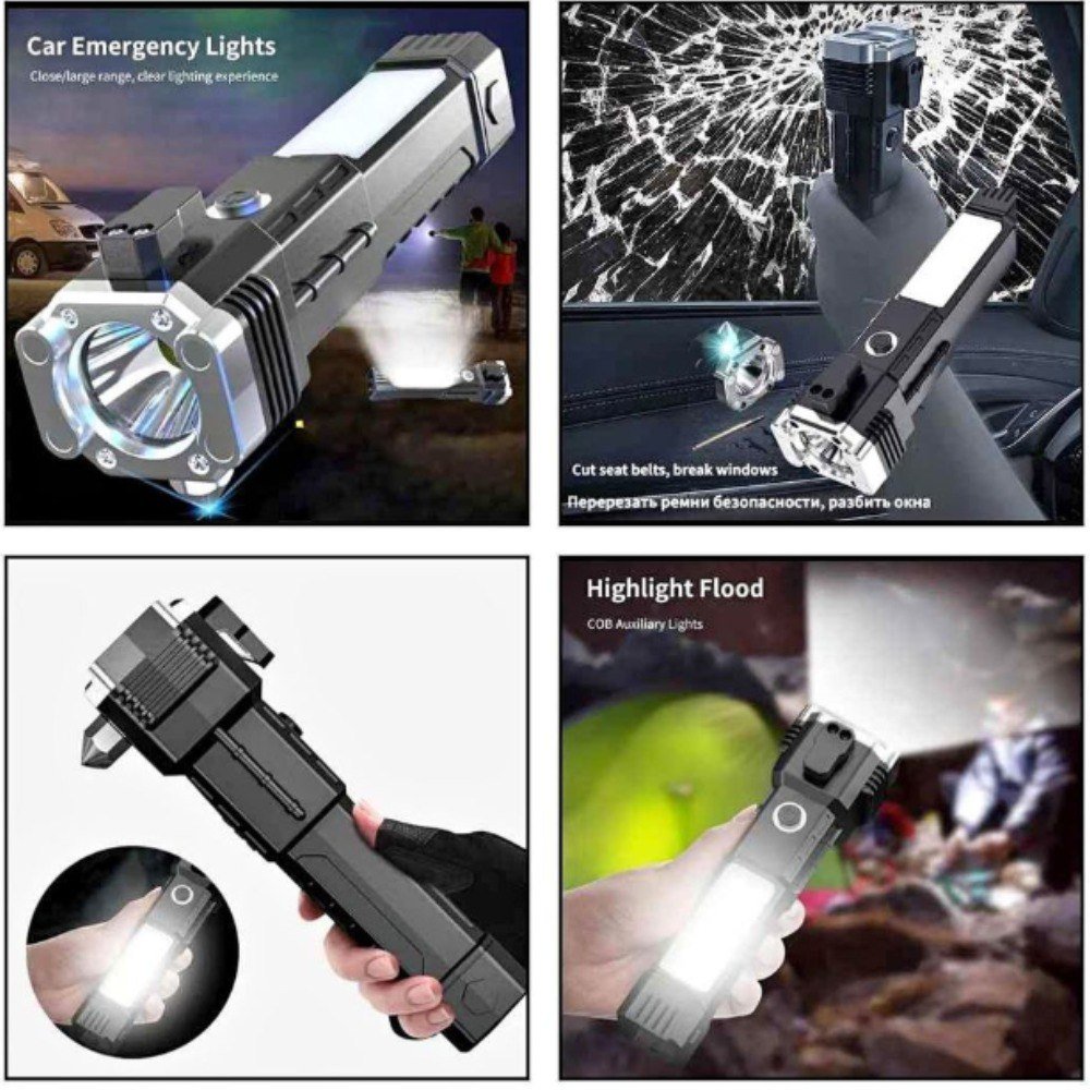 🔦 Linterna Táctica Multifunción Recargable USB con Herramienta de Emergencia - Eclécty store